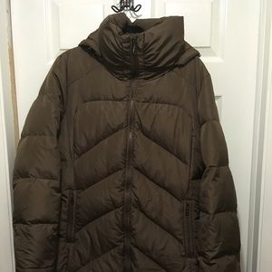 Brown long puffy jacket super warm.